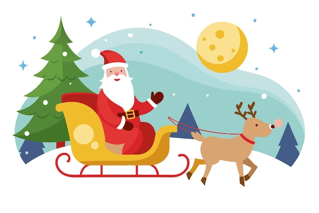 santa sleigh vector illustration