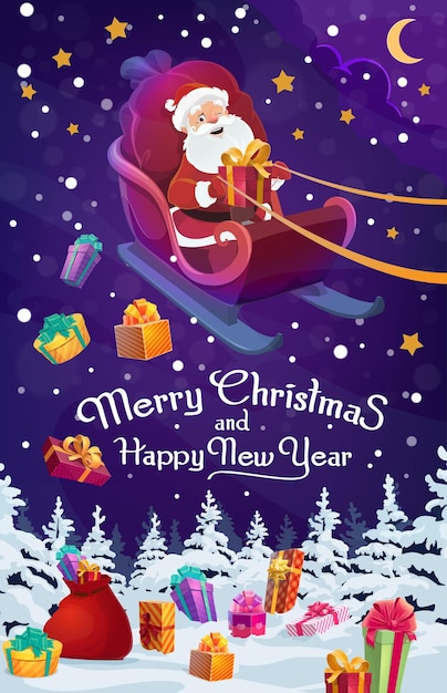 Santa sleigh with Chistmas and New Year gifts