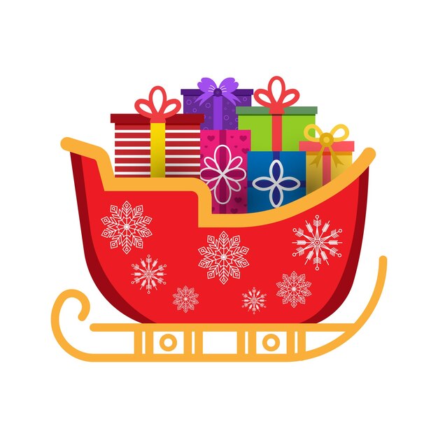 Сани Санта-Клауса с иконой подарочных коробок