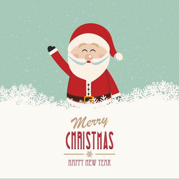 Vector santa wave merry christmas vintage