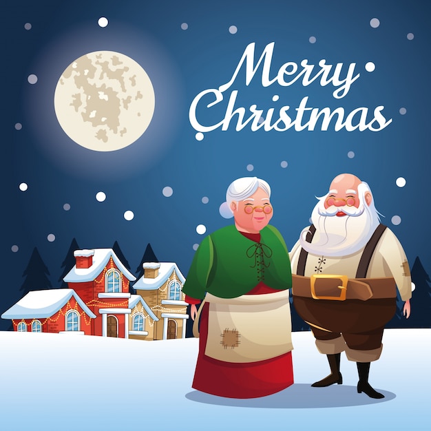 Santa and wife cartoon icon