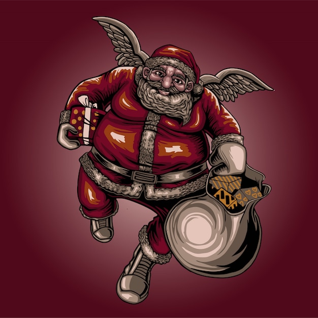 Santa and wing of angel