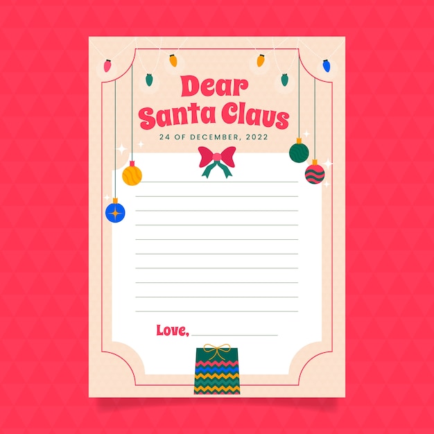 Vector santa wishes letter template