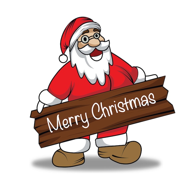 Vector santa with a greeting board