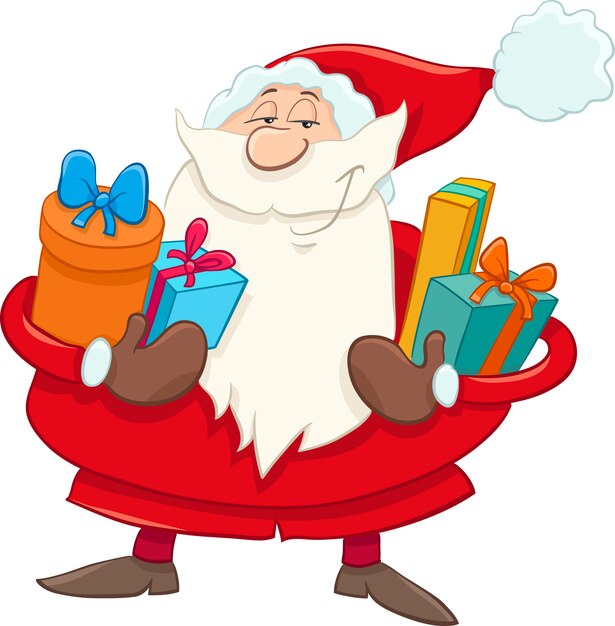 Санта с подарками мультфильм