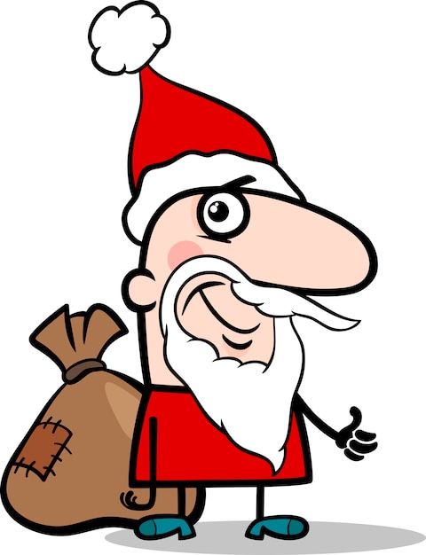 Santa with sack cartoon illustration