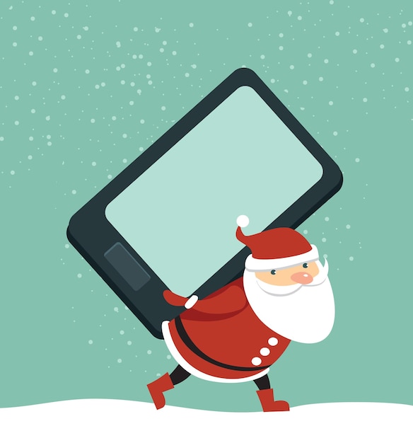 Santa with smartphone