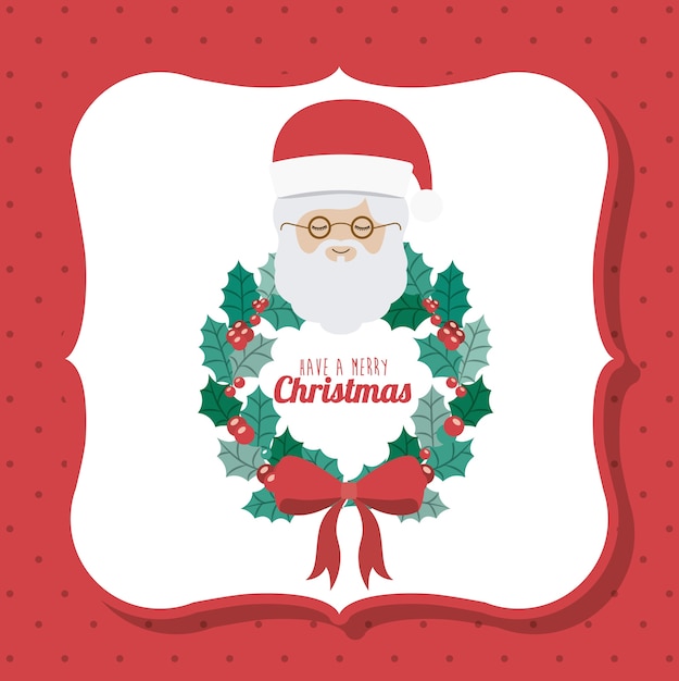 Vector santa and wreath icon