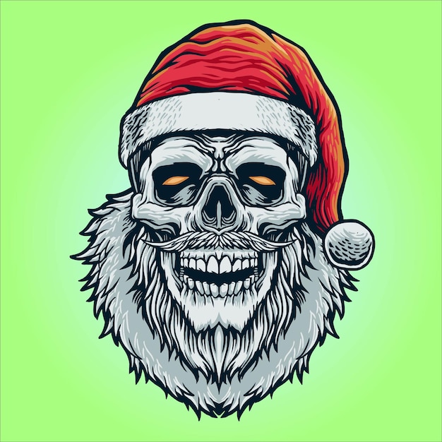 Vector santa zombie skull head