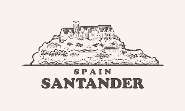 Santander stadsgezicht schets hand getrokken Spanje illustratie