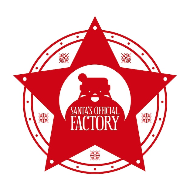 Santas Official Factory  holiday stamp design with cute Santa Claus Vector illustration
