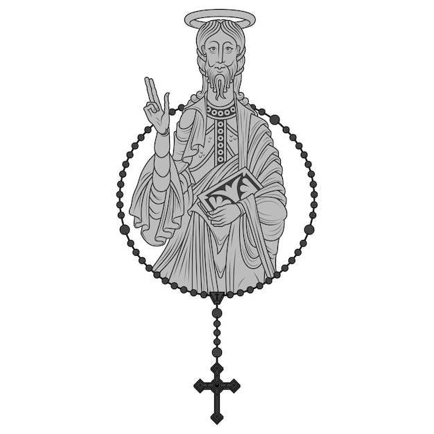 Santiago apostle with catholic rosary