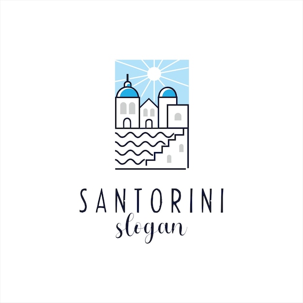 Santorini greek island logo holiday design template