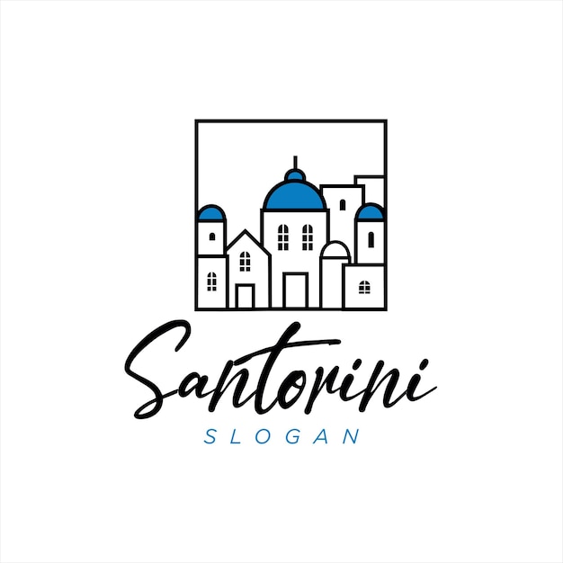 Santorini greek island logo icon design template