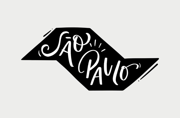 Vector sao paulo brazilian city in brazilian portuguese modern hand lettering vector