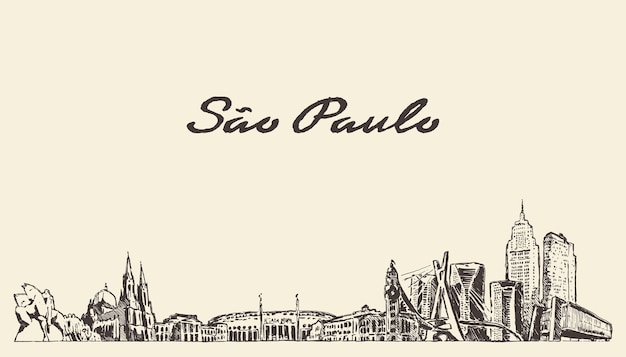 Sao Paulo skyline, vector illustration, hand drawn, sketch