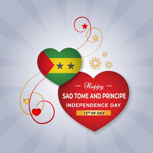 Vector sao tome and principe heart flag for independence day