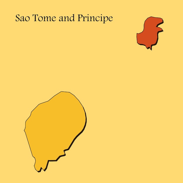 Sao Tome and Principe map vector with regions and cities lines and full every region