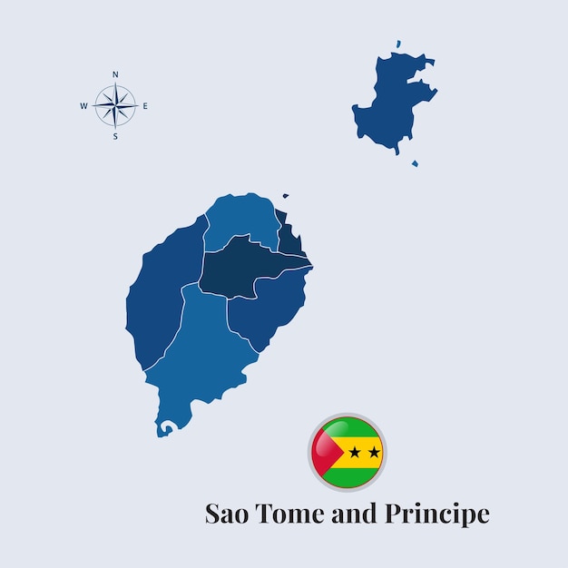 Sao Tome and Principe map with flag Sao Tome and Principe flag map
