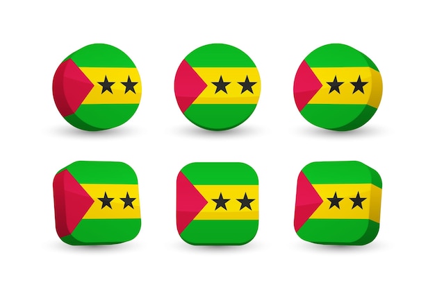 Sao Tome Principe vlag 3D-vector illustratie knop vlag van Sao Tomé geïsoleerd op wit