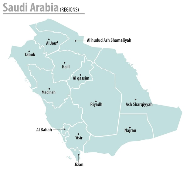 Saoedi-arabië kaart illustratie vector gedetailleerde saoedi-arabië kaart met regionamen