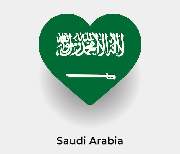 Saoedi-Arabië vlag hart vorm pictogram vectorillustratie