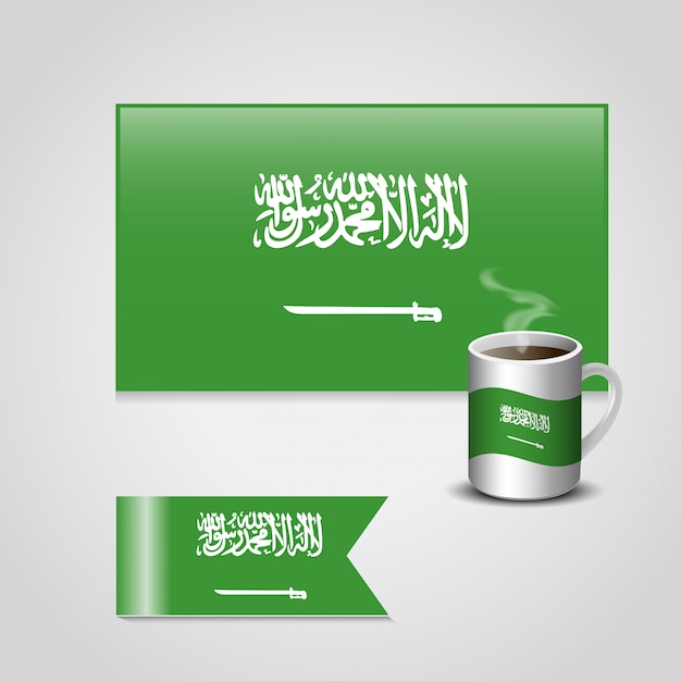 Saoedi-arabië vlag ontwerp met koffie beker vector