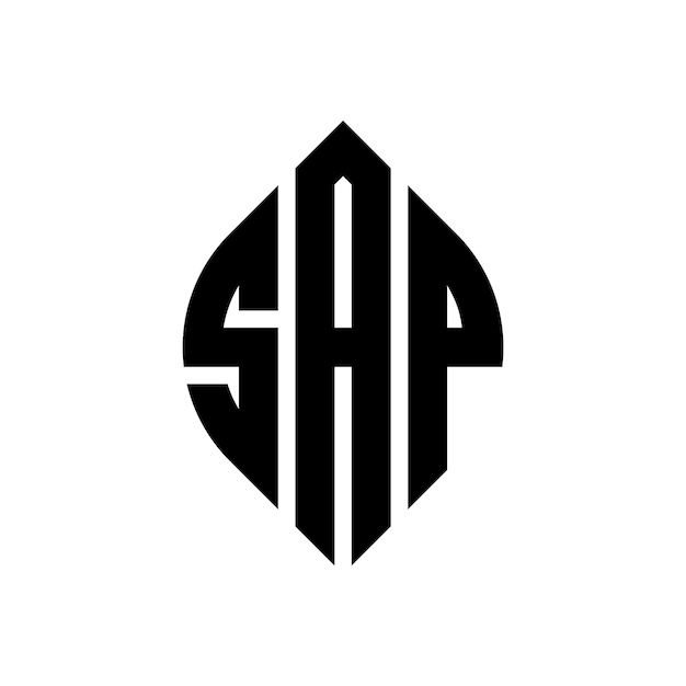 SAP cirkel letter logo ontwerp met cirkel en ellips vorm SAP ellips letters met typografische stijl De drie initialen vormen een cirkel logo SAP Circle Emblem Abstract Monogram Letter Mark Vector