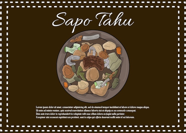 Sapo Tahu delicious food in cartoon style