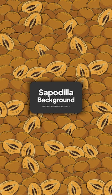 ソーシャルメディアの投稿のためのサポディラの背景のイラスト 熱帯果物のデザインの背景