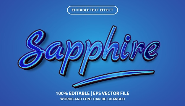 Sapphire editable text effect template, gem font effect style