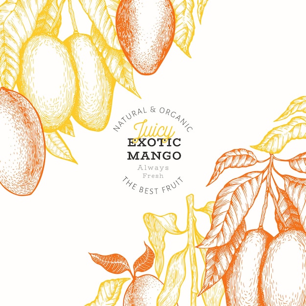 Sappig exotisch mango-etiket