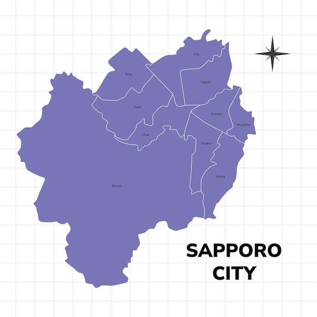 Sapporo City map illustration Map of the City in Japan