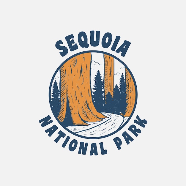 Vector saquoia national park design for tshirt vintage hand drawn and more