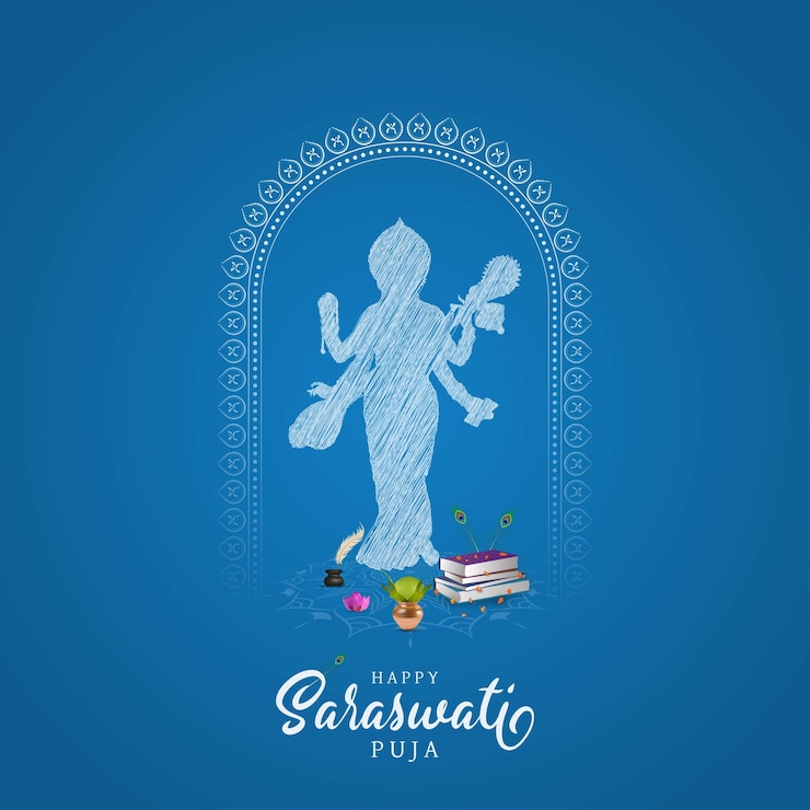 वेक्टर saraswati puja poster post story vector happy vasant panchami puja of social media post