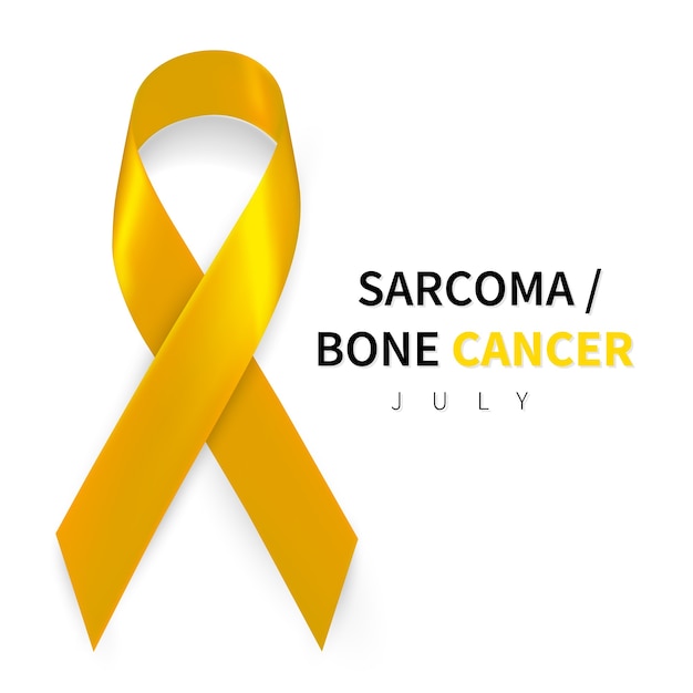 Settimana di sensibilizzazione sul sarcoma. simbolo di nastro giallo realistico.