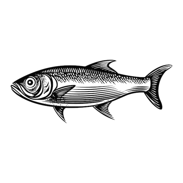 Vector sardine vintage houtsnede gravure stijl vectorillustratie