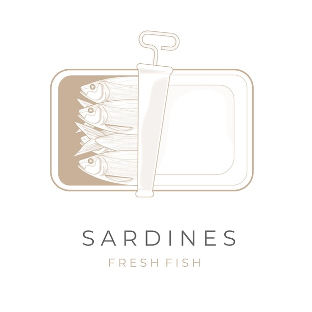 Sardines in a can vector illustration logo