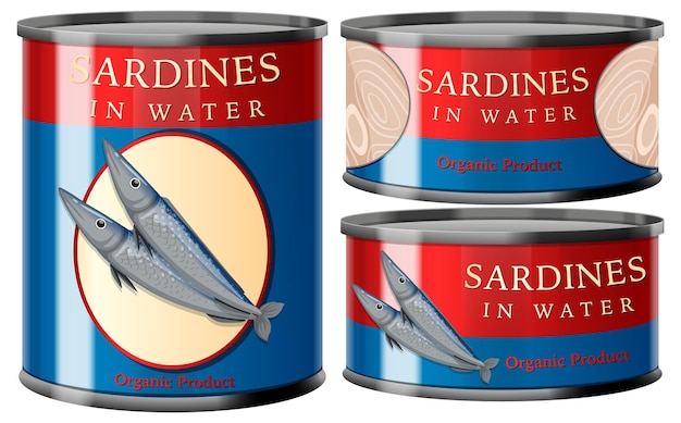 Pesce di sardine nella collezione di barattoli di latta