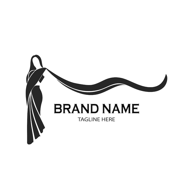 Vettore design del logo saree con modello di figura femminile abito da donna india o design del logo dell'abbigliamento