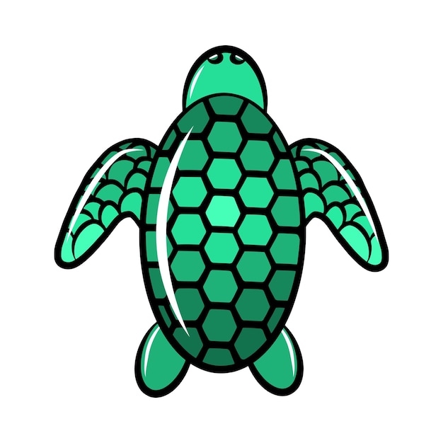 Sartoon schildpad pictogram geïsoleerde vector sticker oceaan dier plat kleurrijk grafisch embleem