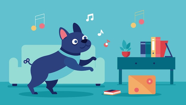 Vector a sassy french bulldog excitedly bounces around his owners living room as an aibased pet mood