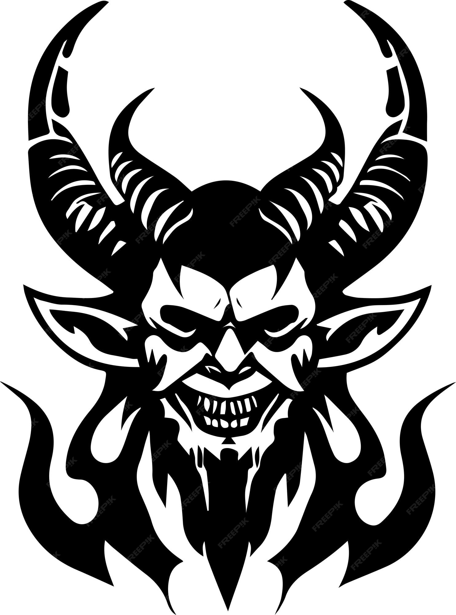 Premium Vector | Satan face vector art tattoo design illustration