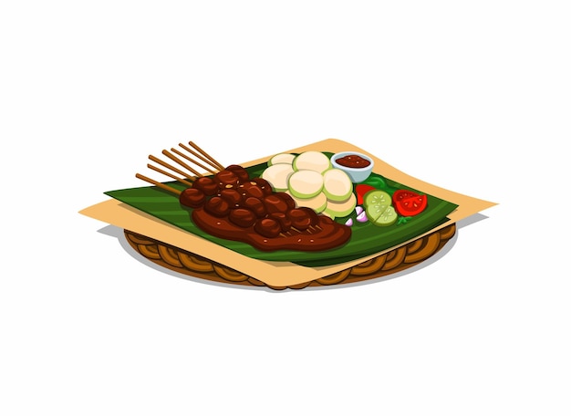 Satay traditional food from indonesia in cartoon