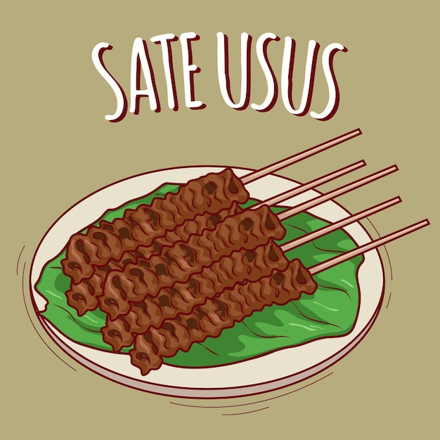 Sate usus illustratie indonesisch eten met cartoonstijl