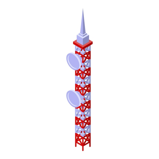 Satelliet antenne toren pictogram Isometrisch van satelliet antenne toren vector pictogram voor webdesign geïsoleerd op een witte achtergrond