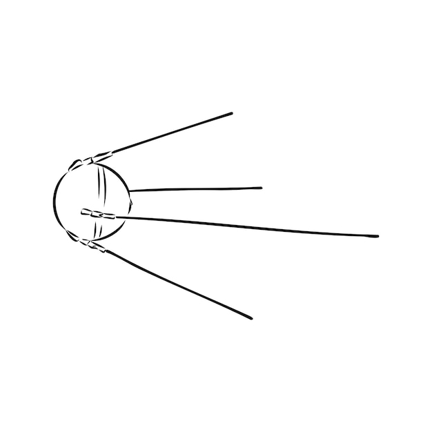 Satelliet met schotelantenne doodle stijl ruimte satelliet vector