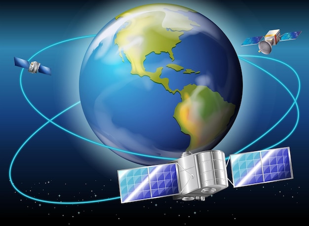 Satellieten die de planeet Aarde omringen