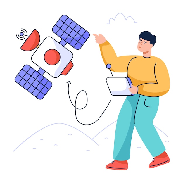 A satellite broadcast flat illustration