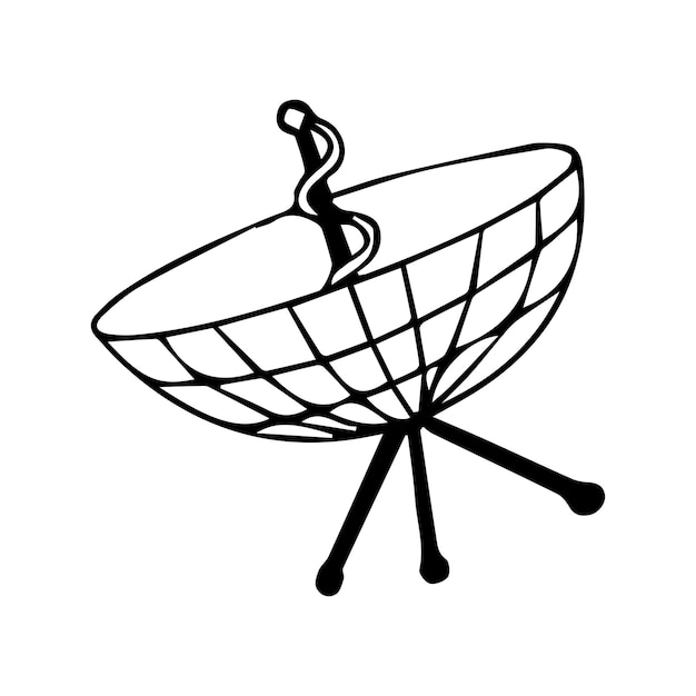Satellite in cartoon style Space exploration Discovery of new planets UFO flying saucer Vector illustration on a white background